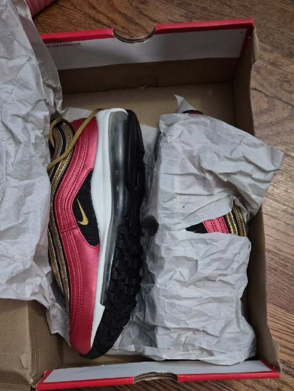 Nike Metallic Red and Gold Air Max 97 Sneakers - Picture 5 of 6
